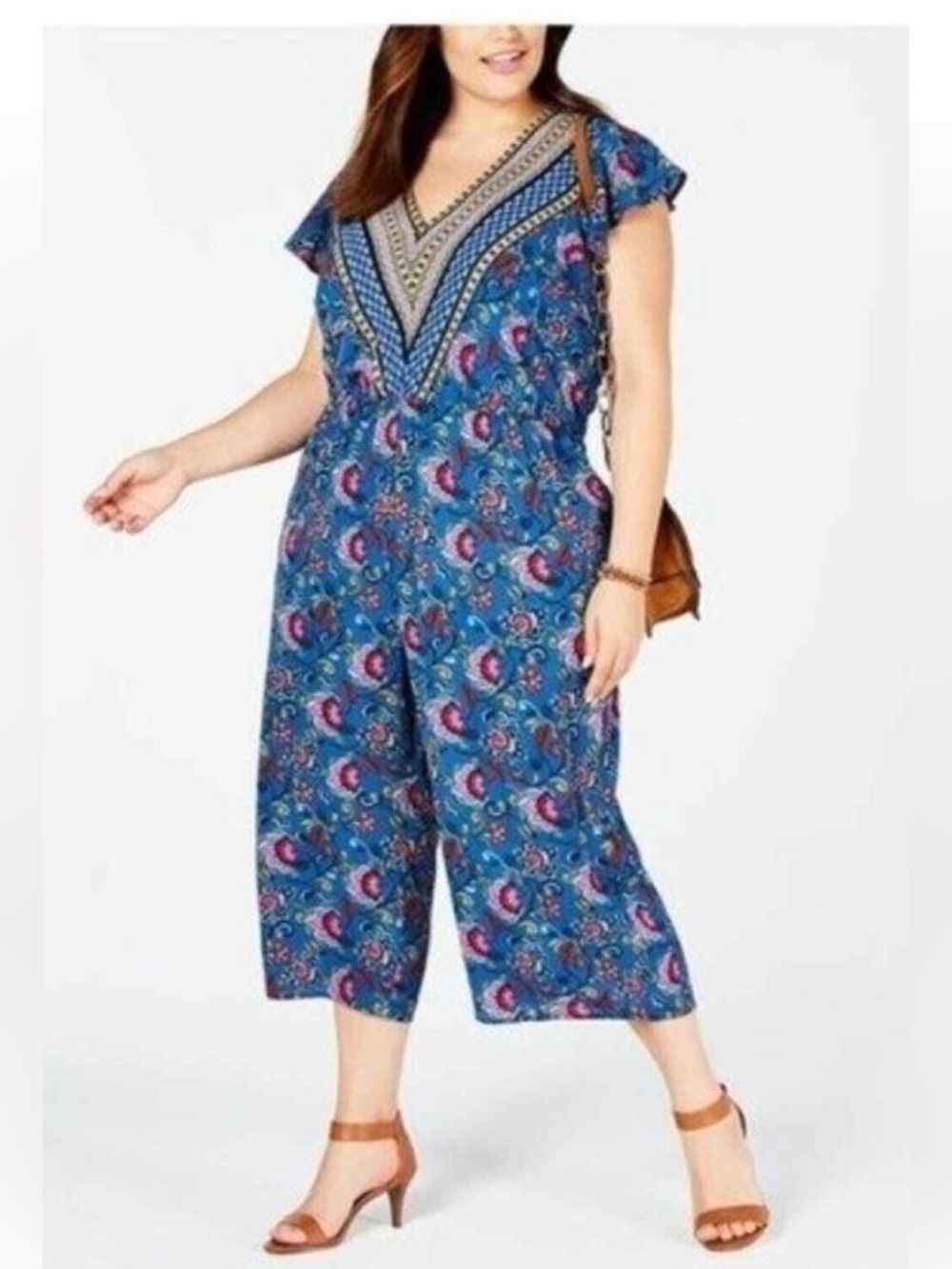 Love Squared Blue and Purple Floral jumpsuit